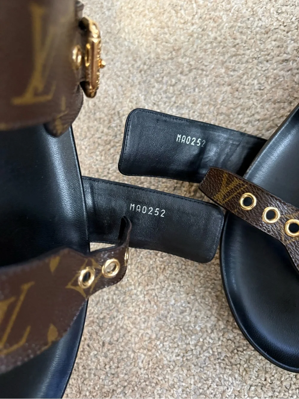 Louis Vuitton Brown Monogram Double-Buckle Slide Sandals - Picture 8 of 12